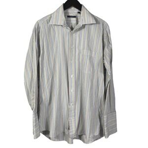 Burberry London Men's Dress Shirt 16R Multicolor Stripe‎ Long Sleeve Made in USA